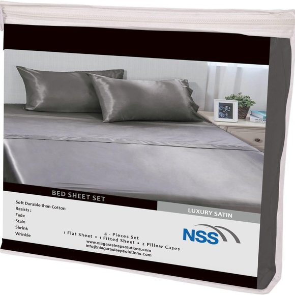 King Sz 4 Pc Bed Sheet Set Silky Smooth Satin Deep Pocket X002YMM88F - Picture 6 of 6